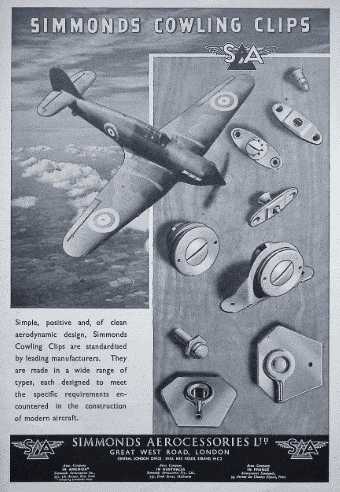 Simmonds Aerocessories advert of 1940.